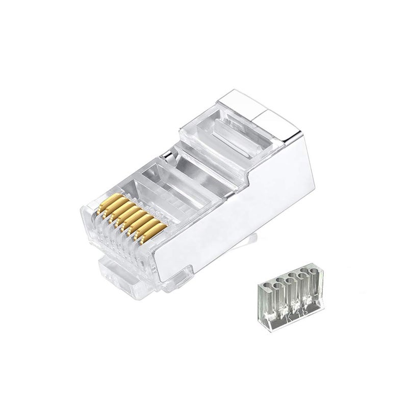 VIVOCH 50 Pcs Cat6 RJ45 Connectors, C6 RJ45 Plugs, Cat6 2-Piece Metal Shielded RJ45 Ends FTP 8P8C Modular Network Plug Connector - Image 1
